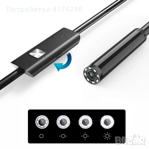 Android ендоскопска камера 7mm 3 IN1 Micro USB Type C scope Mini камера LED инспекция на автомоб, снимка 2 - Друга електроника - 53851964