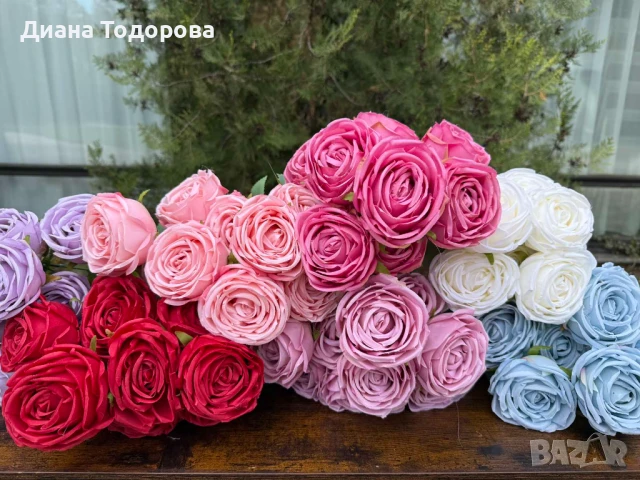 Изкуствени цветя роза с 9 или 10 глави