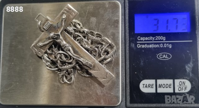 Vintage сребърен синджир с кръст Italy, снимка 5 - Колиета, медальони, синджири - 44280947