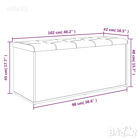 vidaXL Пейка за съхранение, дъб сонома, 102x42x45 см, инженерно дърво, снимка 9 - Маси - 56148131