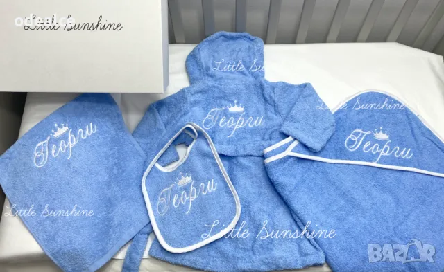 Голям персонализиран комплект за баня от халат, хавлийка, лигавниче или кърпа за бебе, снимка 10 - За банята - 30073059