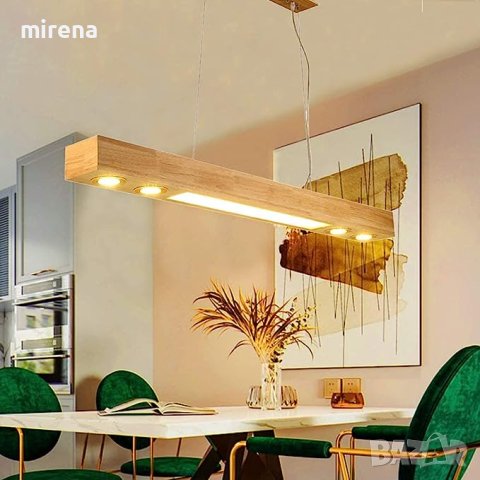 Висяща лампа Модерен LED полилей Дървена винтидж висяща лампа Индустриална Ретро, снимка 5 - Лампи за таван - 41249104