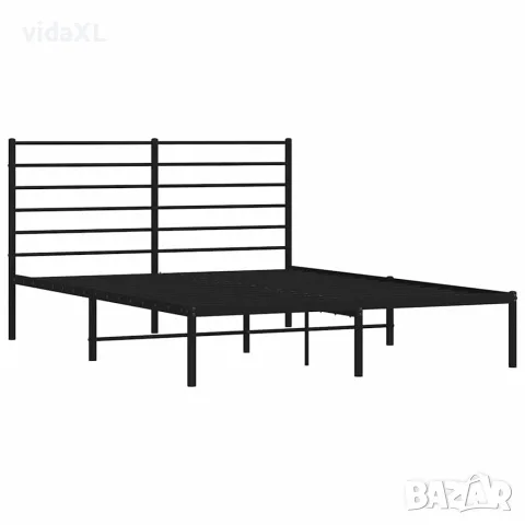 vidaXL Метална рамка за легло с горна табла, черна, 150x200 см, снимка 4 - Спални и легла - 56147215