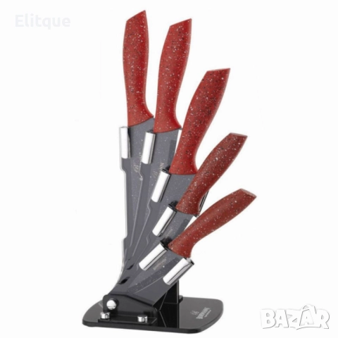 Комплект Bohmann, 5броя, Мраморно покритие, Акрилна поставка, Червен, снимка 4 - Други - 52819889