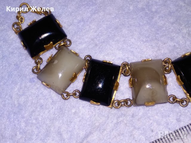 СТАРИННА СКЪПОЦЕННА БРОНЗОВА РЕТРО АРТ ДЕКО ГРИВНА с ДЕБЕЛА ПОЗЛАТА и ШЛИФОВАНИ КАМЪНИ ЯСПИС 38654, снимка 13 - Антикварни и старинни предмети - 41638355