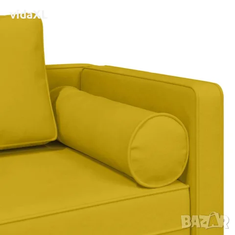 vidaXL Кушетка с възглавници, жълта, кадифе, снимка 6 - Кушетки - 56147442