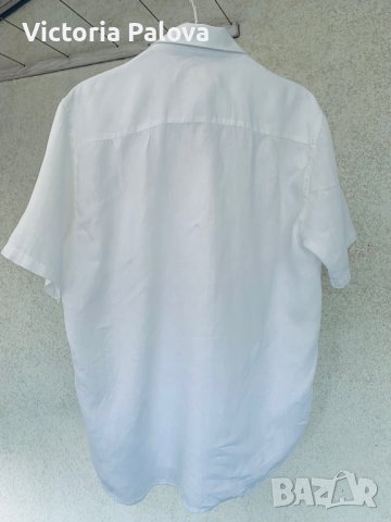 Лукс бяла ленена риза 120% LINO Италия, снимка 9 - Ризи - 41142342