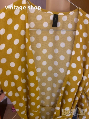 Рокля YAS  с десен точки в цввят горчица, размер M/L, снимка 12 - Рокли - 53811948
