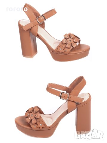 Сандали на ток-цвят камел, снимка 2 - Сандали - 40977405