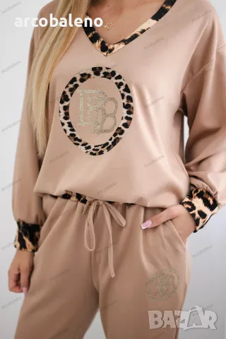 Дамски комплект със суичър с животински мотив + панталон, 5цвята , снимка 5 - Комплекти - 47442541
