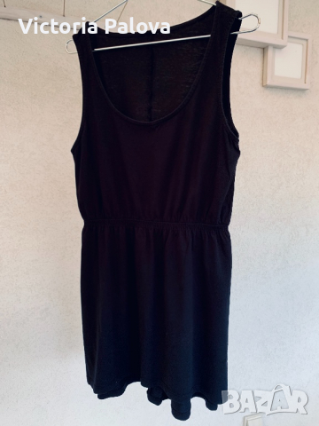 Черна къса памучна рокля или потник, снимка 4 - Рокли - 36245883