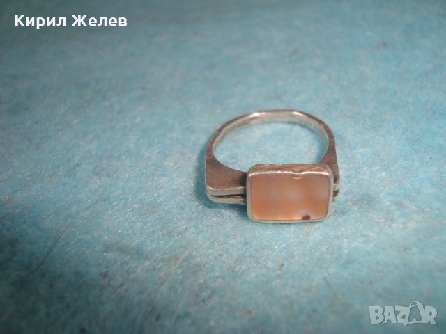 СТАР СРЕБЪРЕН СЕДЕФЕН АРТ НУВО СТИЛ ПРЪСТЕН СРЕБРО 925 РЪЧНО ИЗРАБОТЕН 25819, снимка 3 - Пръстени - 35884004