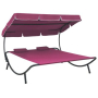 vidaXL Лаундж легло на открито с навес и възглавници, розово(SKU:313524, снимка 1 - Градински мебели, декорация  - 44647454