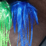 Неоново зелен и син  с ластик за коса с плитки 
