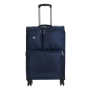 Куфар с колелца за пътуване, тъмносин с външни отделения, 83 л._1239391, снимка 2