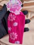 Бебешка цикламена лента за глава с щампа на розови и бели цветя , снимка 4