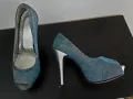 Луксозни обувки със сребрист брокат/номер35, снимка 1