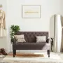 vidaXL Пейка с облегалка, тъмнокафява, 120x62x75,5 см, плат, снимка 2