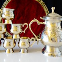 Чаши за ракия,никелово сребро,гравирани. , снимка 11 - Антикварни и старинни предмети - 35950959