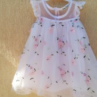  Ефирна детска рокля с бродерия, 3D цветчета и тюл, снимка 6 - Детски рокли и поли - 41981710