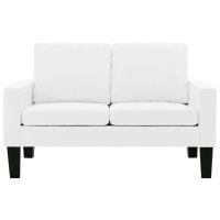 Комплект мека мебел, 3 части, бял, изкуствена кожа, снимка 6 - Дивани и мека мебел - 40304925
