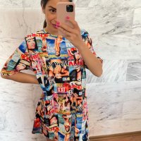 Цветна туника - рокля с корици на списания, снимка 1 - Рокли - 41334346