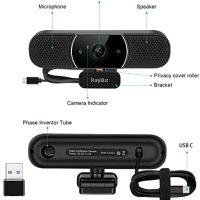 Нова 3в1 Уебкамера - 2K HD USB C уебкамера с микрофон/Високоговорител, снимка 2 - Друга електроника - 41525000