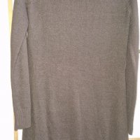 Дамска блуза С, М плетиво пуловер туника кафява издължена поло яка без следи от употреба, снимка 1 - Блузи с дълъг ръкав и пуловери - 39624115