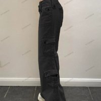 Дамски карго панталони с нестандартен дизайн в ретро стил с голям джоб и широк колан, 2цвята - 024, снимка 7 - Панталони - 41776500