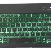 Безжична Bluetooth клавиатура с 7 цветна подсветка, акумулаторна батерия, метална основа, снимка 1 - Клавиатури и мишки - 40734425