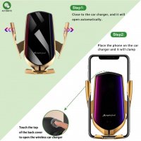 AUTOMATIC WIRELESS СТОЙКА ЗА КОЛА, БЕЗЖИЧНО ЗАРЯДНО УСТРОЙСТВО SMART SENSOR R1, FAST WIRELESS ЗАРЯДН, снимка 2 - Аксесоари и консумативи - 39014352