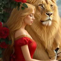  Златна роза и Кралски лъв  - диамантен гоблен, снимка 5 - Гоблени - 42302056
