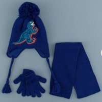 Зимен комплект шапка, шал и ръкавици за момче 1-4г, снимка 1 - Шапки, шалове и ръкавици - 34816138