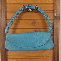 Малка синя кожена чанта, снимка 1 - Чанти - 40185041