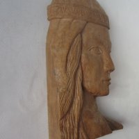 Дърворезба жена глава пано, снимка 4 - Статуетки - 39490484
