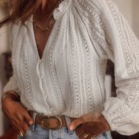 Дамска риза в бяло с дълъг ръкав, снимка 3 - Ризи - 42715156