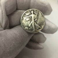 Сребърна монета САЩ ½ долар, 1943 Walking Liberty Half Dollar Маркировка на монетния двор "D" - Денв, снимка 4 - Нумизматика и бонистика - 41402713