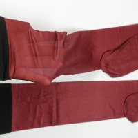 L нови винено червени чорапи с ликра и черна лента, снимка 4 - Бельо - 44340441