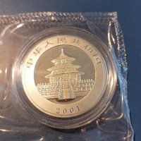 Китайска панда 2001 - 1 унция сребърна монета 999, снимка 2 - Нумизматика и бонистика - 42598818