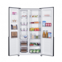 Хладилник с фризер Finlux SBS-440BL GLASS , 439 l, E , No Frost , Черен, снимка 2 - Хладилници - 36083508