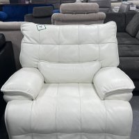 Бял кожен фотьойл с електрически релаксиращ механизъм, снимка 6 - Дивани и мека мебел - 41376668