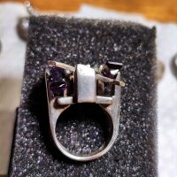 Сребърен пръстен с аметист , снимка 7 - Пръстени - 41025632