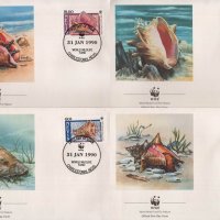 Невис 1990 - 4 броя FDC Комплектна серия - WWF, снимка 1 - Филателия - 38618742