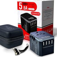 Нов Мултифункционален Адаптер За Пътуване: UK, USA, Азия, ЕС, AU/CN + 5 USB, снимка 1 - Друга електроника - 42689813