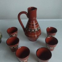 Троянска керамика, сервиз за ракия с 6 чашки и лот съдове. , снимка 3 - Сервизи - 44373216