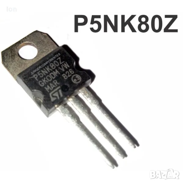 STP5NK80Z n-MOS+Z diode 800V, 4.3A, 110W, 1.9Ohm, снимка 1