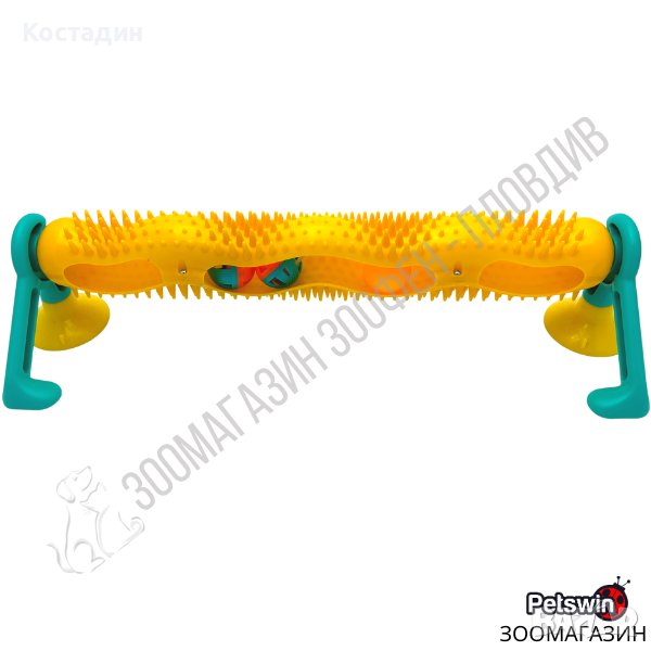 Играчка за Коте - с 3 Топчета - 53.6см/14.6см/11.2см - Жълта Разцветка - Pet Interest, снимка 1