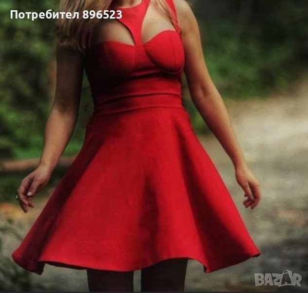Дамска червена рокля Л размер, снимка 1