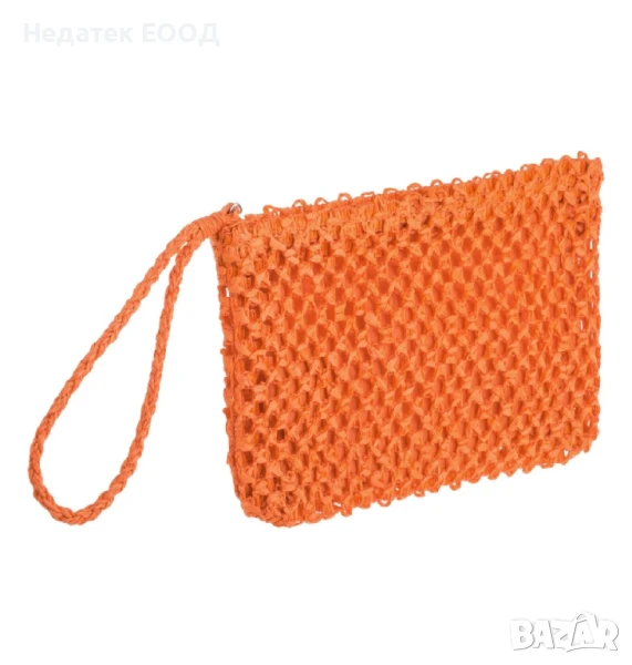 Дамска сламена чанта, Оранжев, 25x4x14.5 см., снимка 1