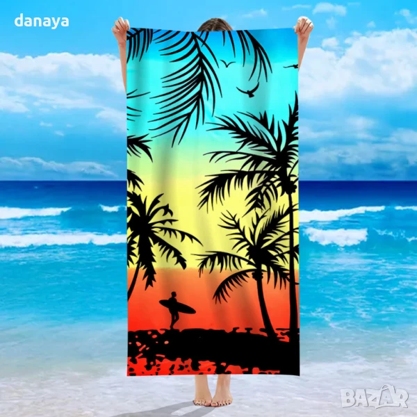 5954 Голяма плажна кърпа Палми, 90x180cm, снимка 1